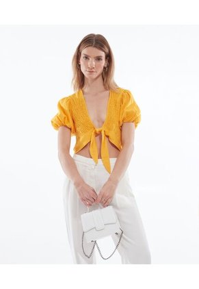 Blusa Para Mujer Manga Corta Color Amarillo Marca Seven Seven #28123791