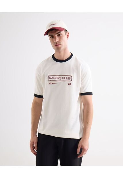 Camiseta Para Hombre Manga Corta Cuello Redondo Color Marfil Marca Seven Seven #45092790