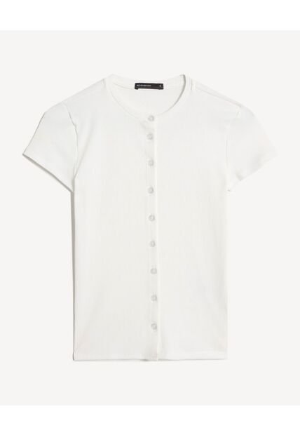 Camiseta Para Mujer Manga Corta Cuello Redondo Color Crudo Marca Seven Seven #28096613