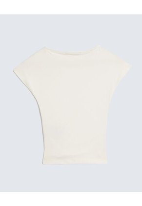 Camiseta Para Mujer Manga Corta Cuello Redondo Color Marfil Marca Seven Seven #28096256