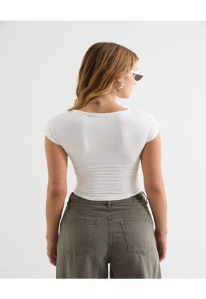 Camiseta Para Mujer Manga Corta Cuello Redondo Color Marfil Marca Seven Seven #28096256