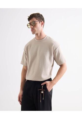 Camiseta Para Hombre Manga Corta Cuello Redondo Color Crema Marca Seven Seven #45092789 Seven Seven