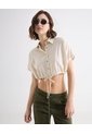 Blusa Crop Con Botones  Para Mujer Crudo Seven Seven de Seven Seven