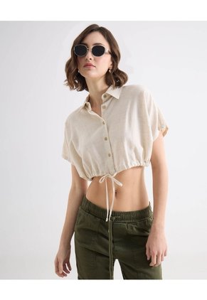 Blusa Crop Con Botones  Para Mujer Crudo Seven Seven