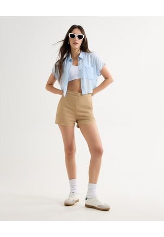 Short Casual Con Bolsillos  Para Mujer Beige Seven Seven Seven Seven