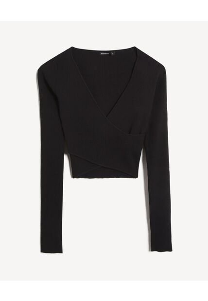 Camiseta Para Mujer Manga Larga Cuello V Color Negro Marca Seven Seven #28096421