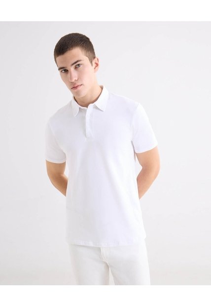Polo Regular Tipo Jersey  Para Hombre Blanco Seven Seven