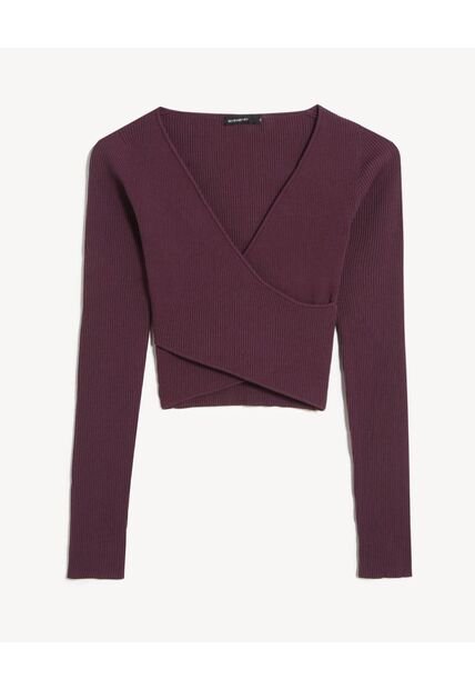 Camiseta Para Mujer Manga Larga Cuello V Color Uva Marca Seven Seven #28096421