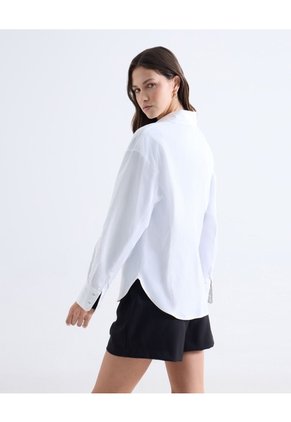 Camisa Clásica Manga Larga  Para Mujer Blanco Seven Seven
