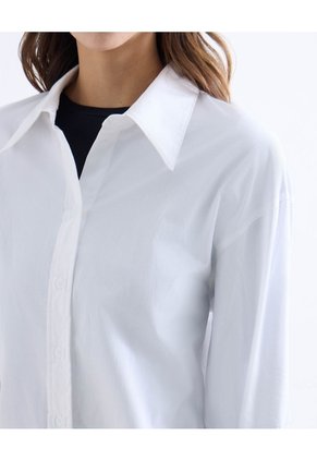 Camisa Clásica Manga Larga  Para Mujer Blanco Seven Seven