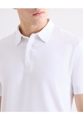 Polo Regular Tipo Jersey Para Hombre Blanco Seven Seven