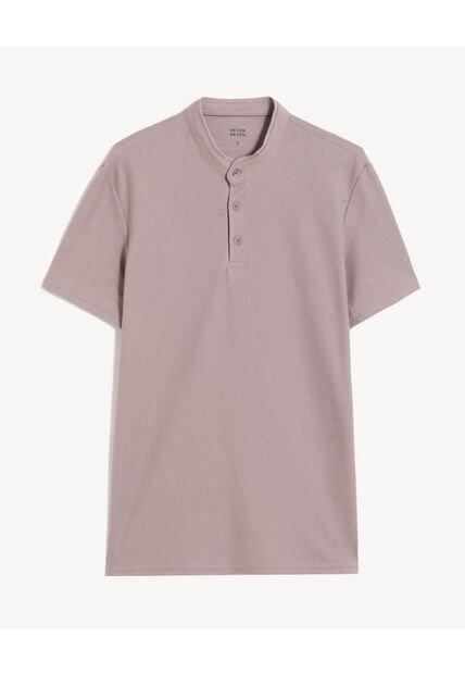 Polo Para Hombre Cuello Mao Sin Bolsillo Color Gris Marca Seven Seven #45110908