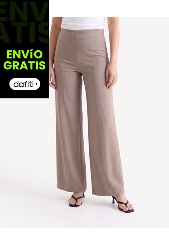 Pantalón Recto Con Cortes  Para Mujer Taupe Seven Seven Seven Seven
