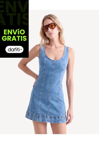 Vestido Corto Denim  Para Mujer Azul Seven Seven Seven Seven