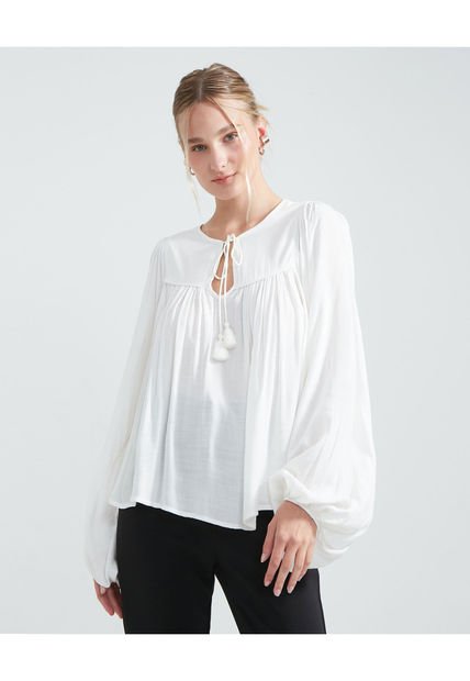 Blusa Para Mujer Manga Larga Color Marfil Marca Seven Seven #28123862