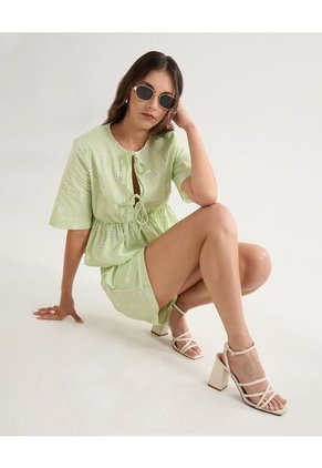 Short Para Mujer Multiusos Plano Color Verde Marca Seven Seven #28191086