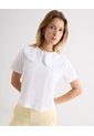 Camiseta Cuello Peter Con Botones Frontales  Para Mujer Marfil Seven Seven de Seven Seven