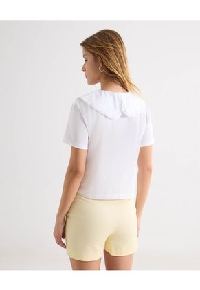 Camiseta Cuello Peter Con Botones Frontales  Para Mujer Marfil Seven Seven