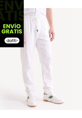 Pantalón Carrot En Lino  Para Hombre Marfil Seven Seven Seven Seven