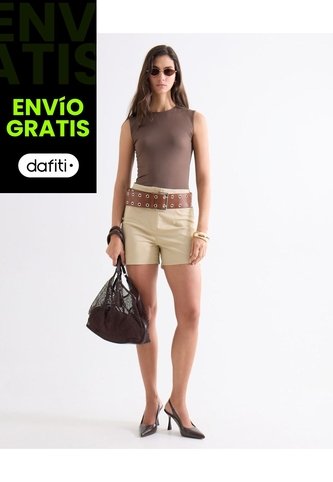 Short Tiro Alto Con Pinzas  Para Mujer Arena Seven Seven Seven Seven