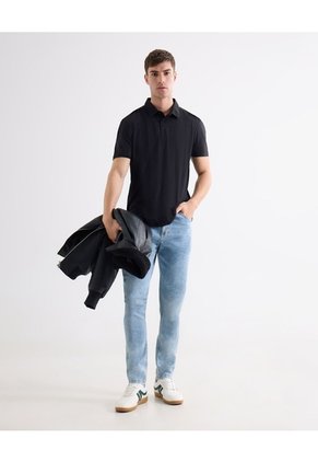 Polo Jersey  Para Hombre Negro Seven Seven