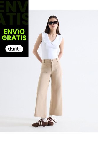 Jean Retro Tono Arena  Para Mujer Taupe Seven Seven Seven Seven