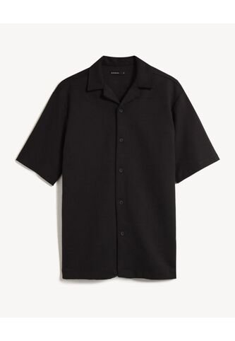 Camisa Para Hombre Manga Corta Sin Bolsillo Cuello Resort Color Negro Marca Seven Seven #45012192 Seven Seven