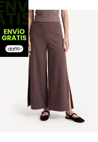 Pantalón Culotte Con Aberturas  Para Mujer Café Seven Seven Seven Seven