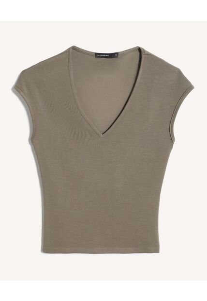 Camiseta Para Mujer Manga Corta Cuello V Color Verde Marca Seven Seven #28096510