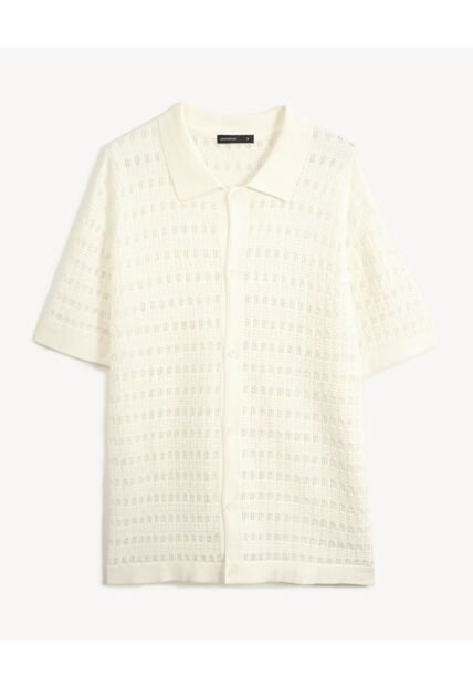 Camisa Para Hombre Manga Corta Sin Bolsillo Cuello Casual M Color Crudo Marca Seven Seven #45012172