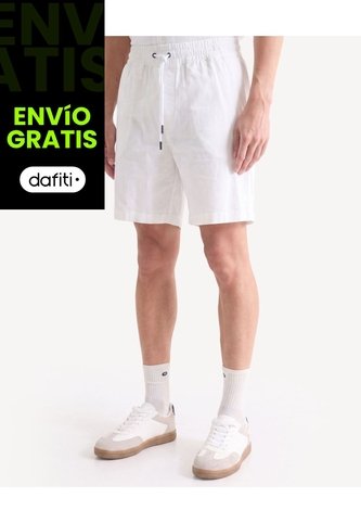 Bermuda Rústica Con Cordón  Para Hombre Marfil Seven Seven Seven Seven