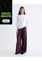 Pantalón Wide Leg Tiro Alto Con Vuelo  Para Mujer Café Seven Seven de Seven Seven