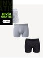Pack De Bóxer Medio En Microfibra X3 Para Hombre Negro Seven Seven de Seven Seven