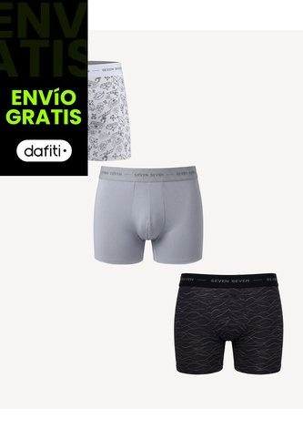 Pack De Bóxer Medio En Microfibra X3 Para Hombre Negro Seven Seven Seven Seven