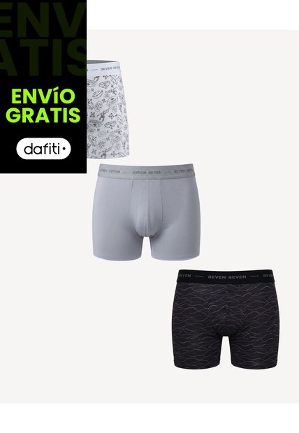 Pack De Bóxer Medio En Microfibra X3 Para Hombre Negro Seven Seven