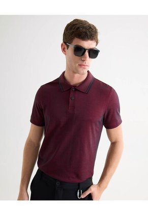 Polo Para Hombre Cuello Tejido Sin Bolsillo Color Vino Marca Seven Seven #45110903