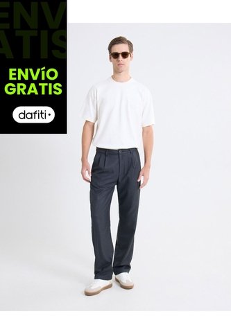 Pantalón Sastre De Doble Pinza  Para Hombre Negro Seven Seven Seven Seven