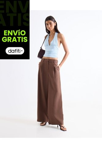 Pantalón Sastrero Encauchado  Para Mujer Taupe Seven Seven Seven Seven