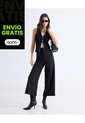 Pantalón Culotte Con Pinzas  Para Mujer Negro Seven Seven de Seven Seven