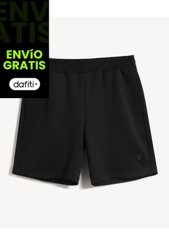 Bermuda Deportiva Con Pretina Elástica  Para Hombre Negro Seven Seven Seven Seven