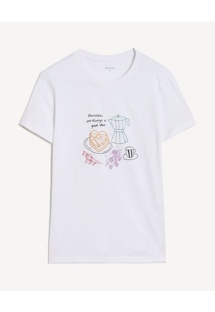 Camiseta Estampada Pancakes  Para Mujer Crudo Seven Seven
