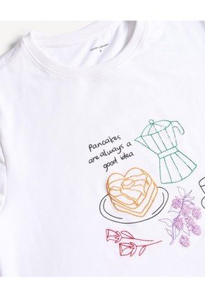 Camiseta Estampada Pancakes  Para Mujer Crudo Seven Seven