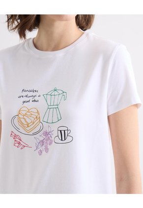 Camiseta Estampada Pancakes  Para Mujer Crudo Seven Seven