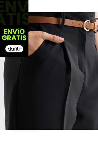 Pantalón Sastre Con Cinturón  Para Mujer Verde Seven Seven Seven Seven