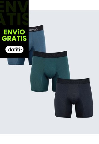 Pack X 3 Bóxer En Microfibra Estampado X3 Para Hombre Azul Seven Seven Seven Seven