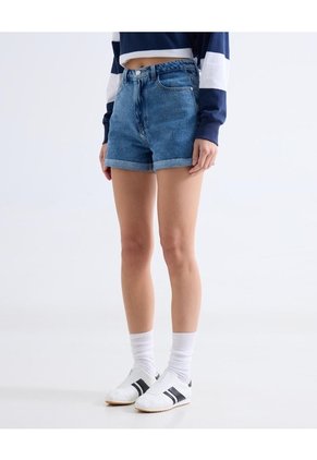 Short Mom Tono Oscuro  Para Mujer Azul Seven Seven