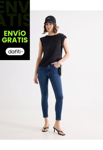 Jeans Skinny Tono Oscuro  Para Mujer Azul Seven Seven Seven Seven