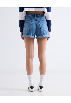 Short Mom Tono Oscuro  Para Mujer Azul Seven Seven