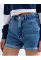 Short Mom Tono Oscuro  Para Mujer Azul Seven Seven de Seven Seven