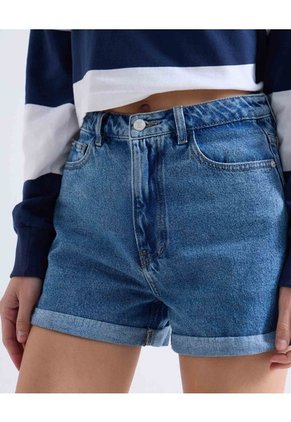 Short Mom Tono Oscuro  Para Mujer Azul Seven Seven